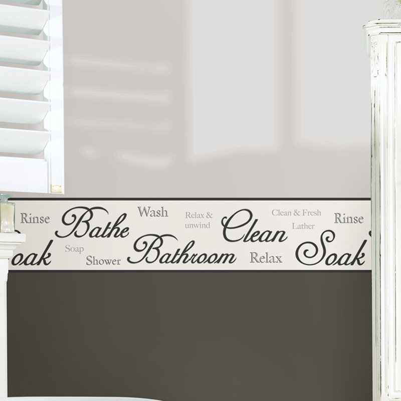 WallPops! 16.3' x 5.9" Bathroom Script Peel and Stick Border Wallpaper